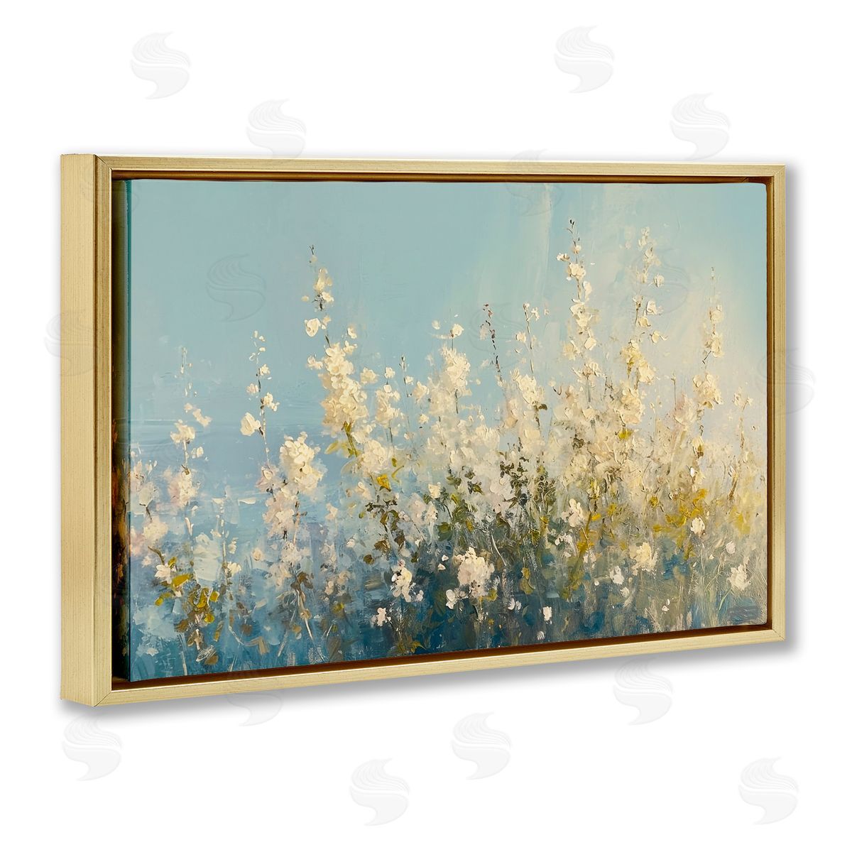 RB Blooming Spring Garden Gold Floating Frame Canvas Wall Art Print