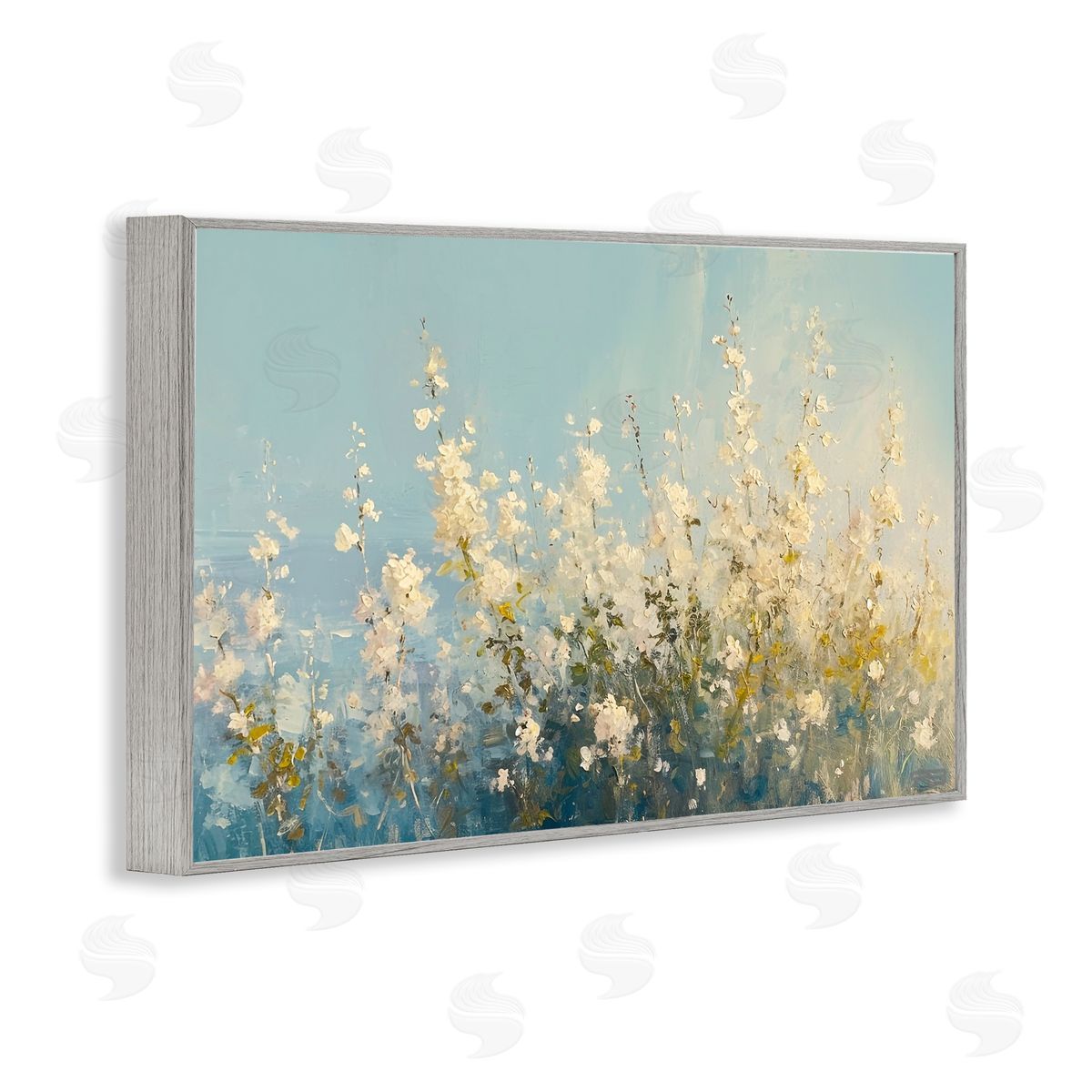 RB Blooming Spring Garden Gray Framed Giclee Wall Art Print