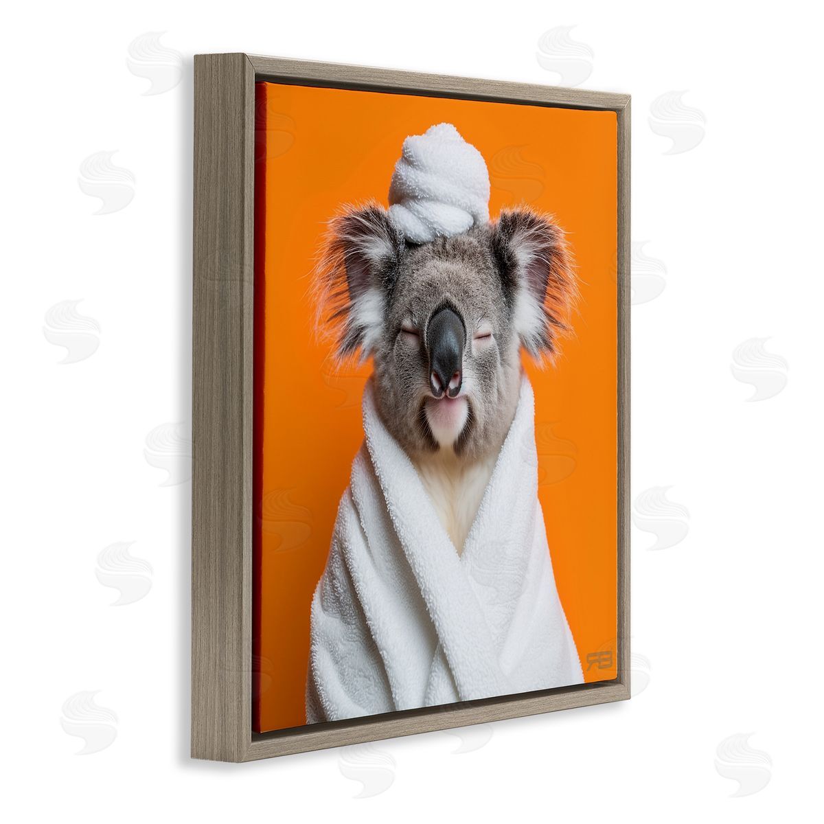 RB Relaxed Bathtime Koala Brown Floating Frame Canvas Wall Art Print
