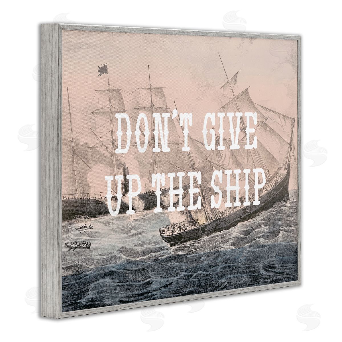 Stupell Studio Don't Give Up Ship Gray Framed Giclee Wall Art Print