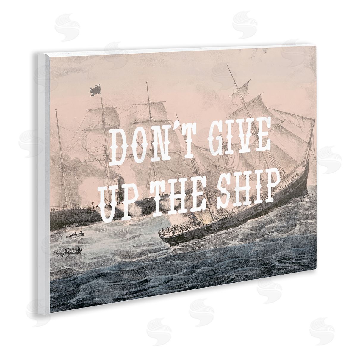 Stupell Studio Don't Give Up Ship Wooden Wall Plaque Art Print