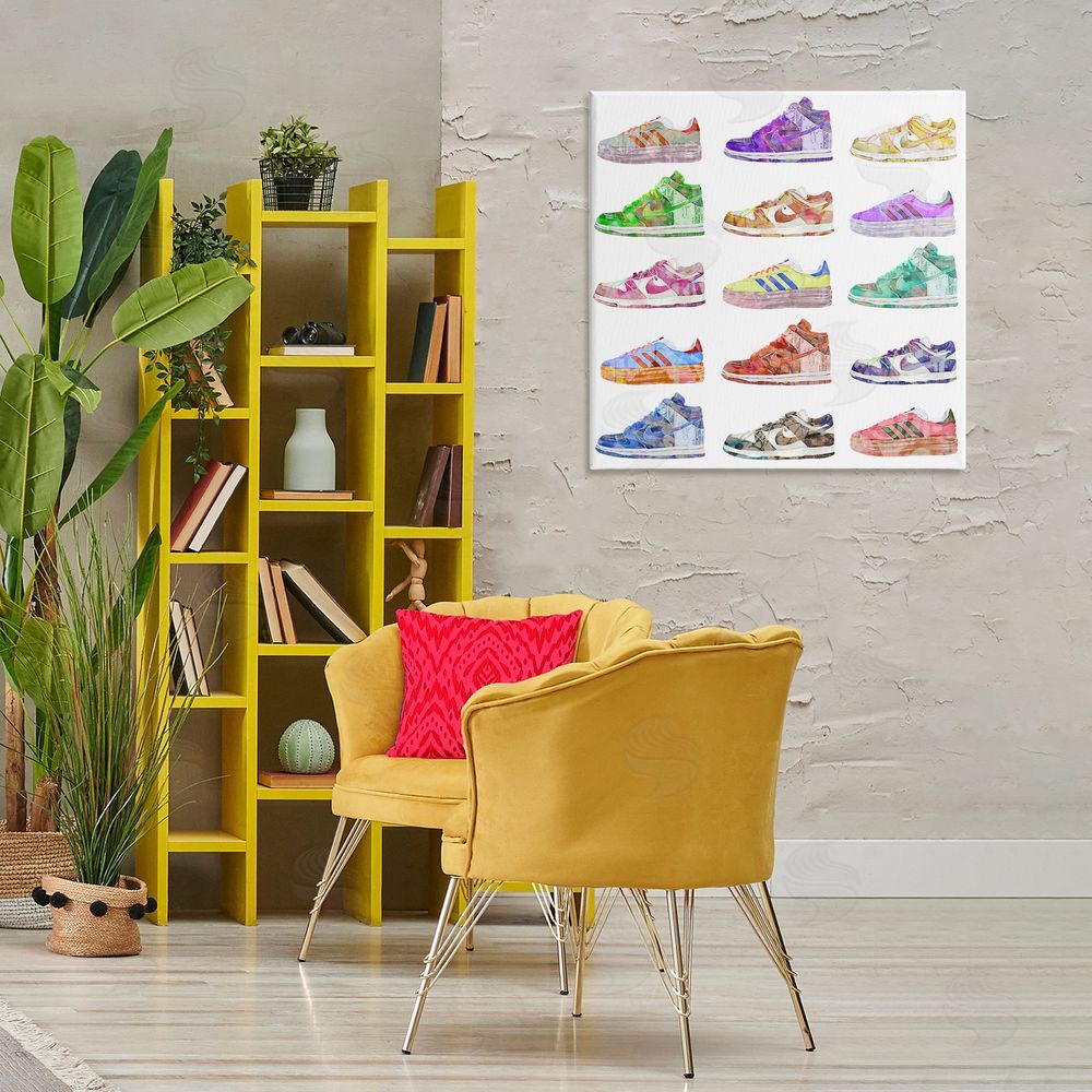 Ziwei Li Modern Sneakers Array Canvas Wall Art Print in Room