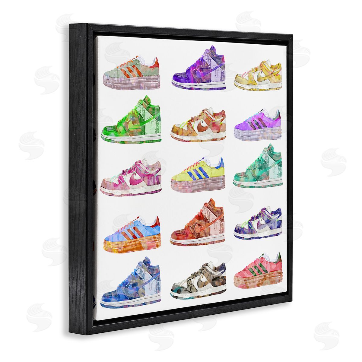 Ziwei Li Modern Sneakers Array Black Floating Frame Canvas Wall Art Print