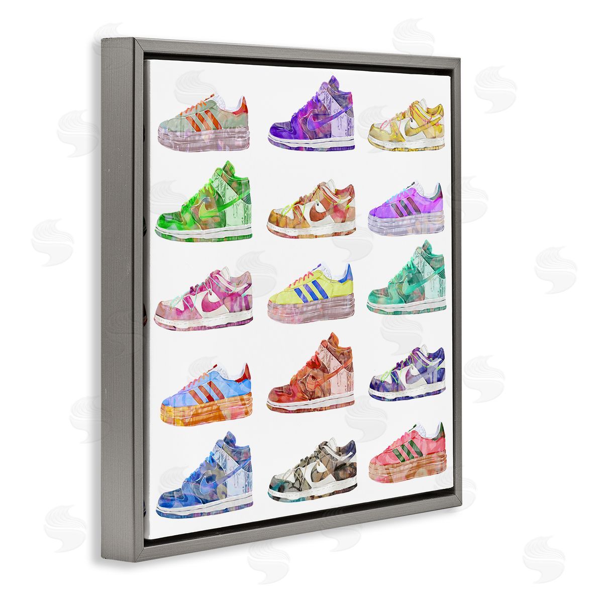 Ziwei Li Modern Sneakers Array Gray Floating Frame Canvas Wall Art Print