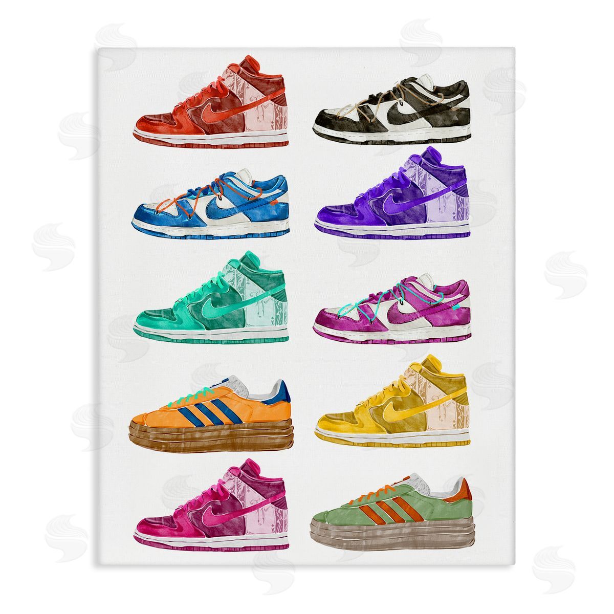 Ziwei Li Fashion Sneakers Assortment Canvas Wall Art Print
