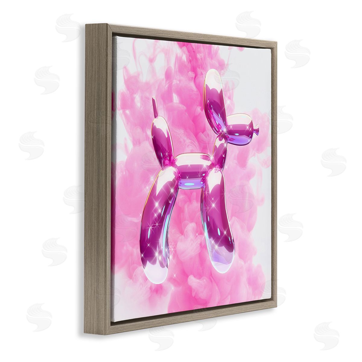 Ziwei Li Sparkle Balloon Dog Brown Floating Frame Canvas Wall Art Print
