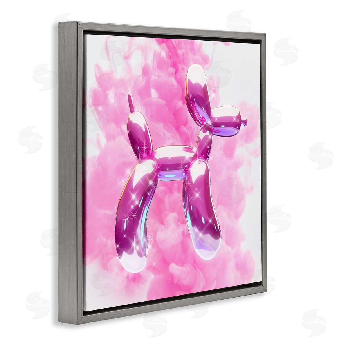 Ziwei Li Sparkle Balloon Dog Gray Floating Frame Canvas Wall Art Print
