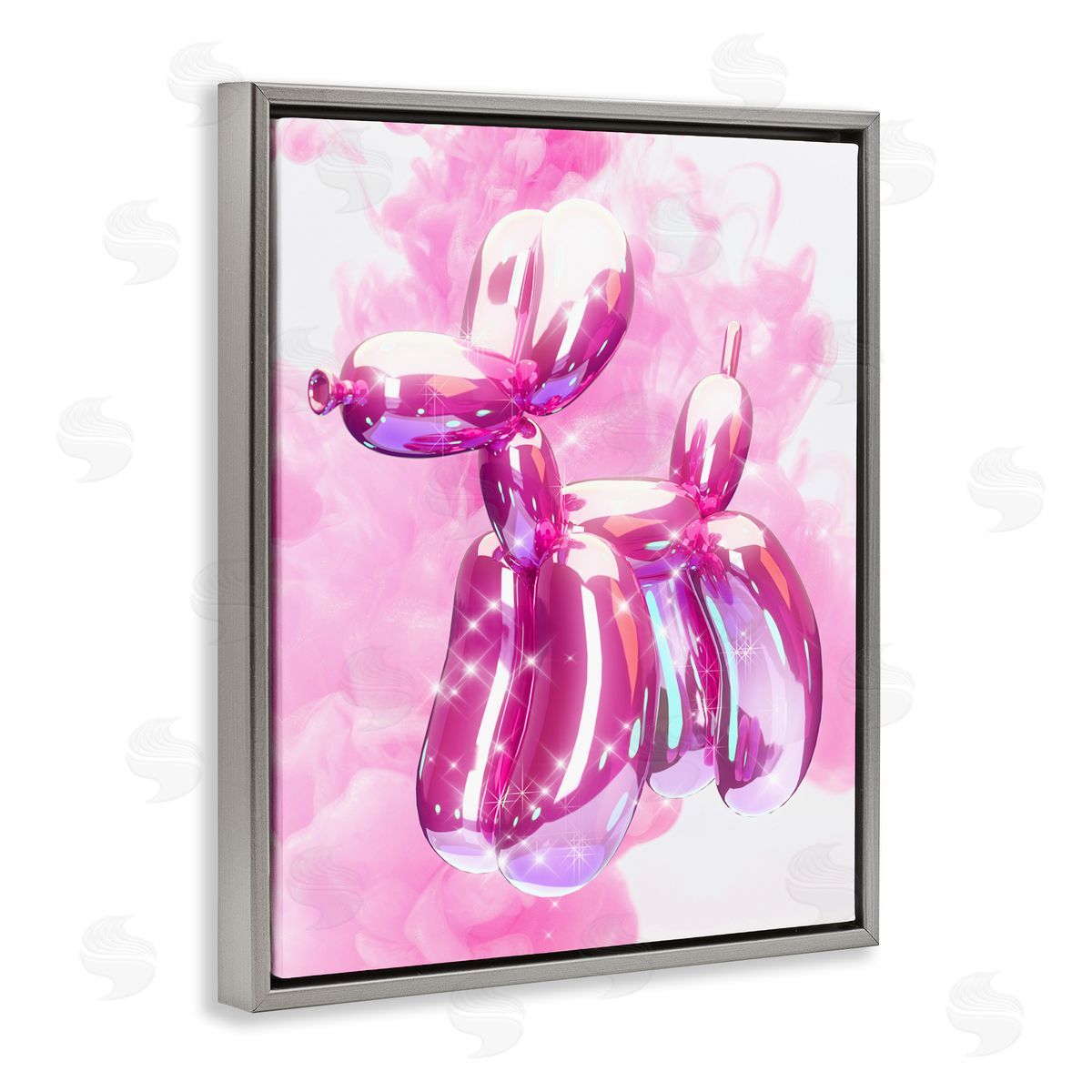 Ziwei Li Balloon Dog with Sparkle Gray Floating Frame Canvas Wall Art Print