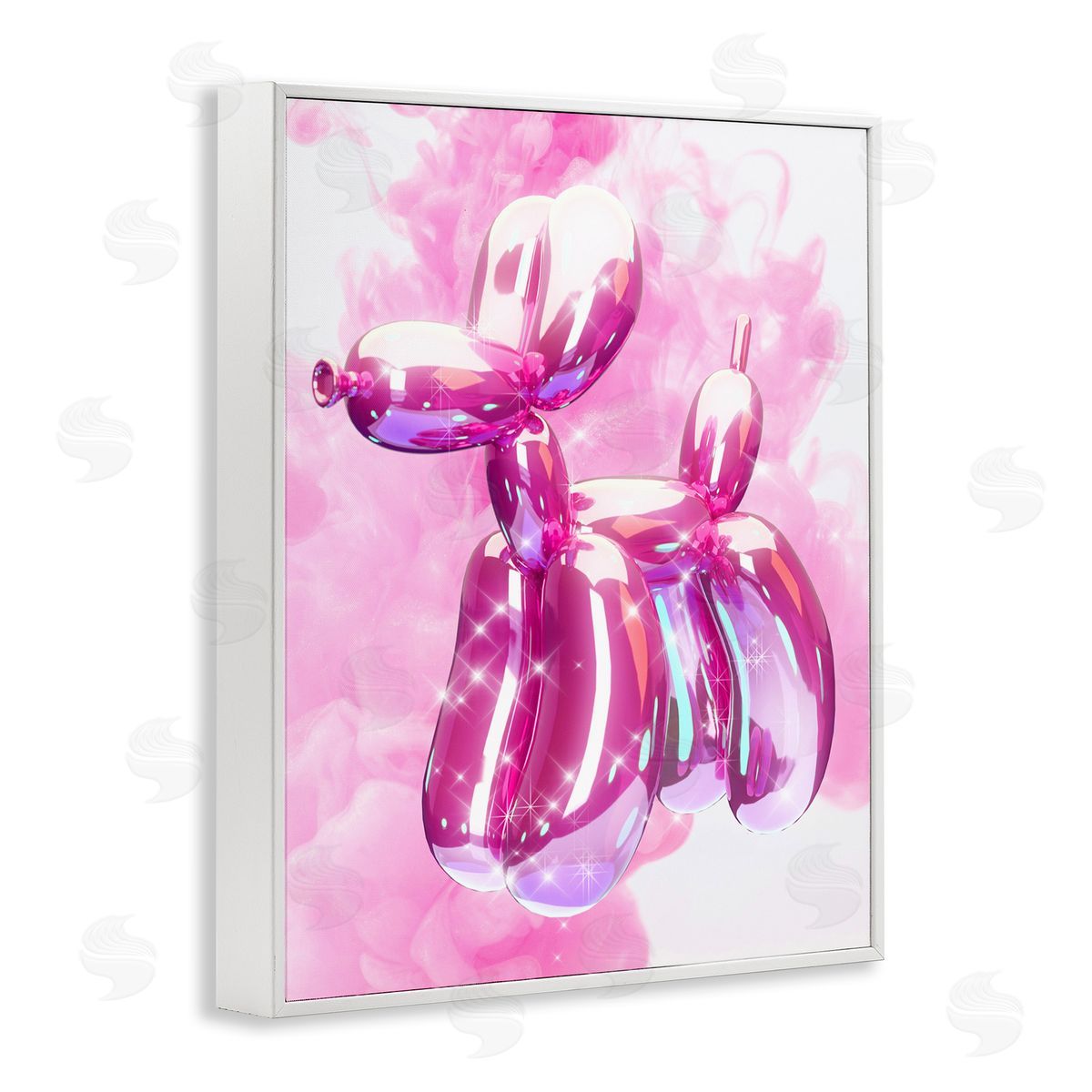 Ziwei Li Balloon Dog with Sparkle White Framed Giclee Wall Art Print