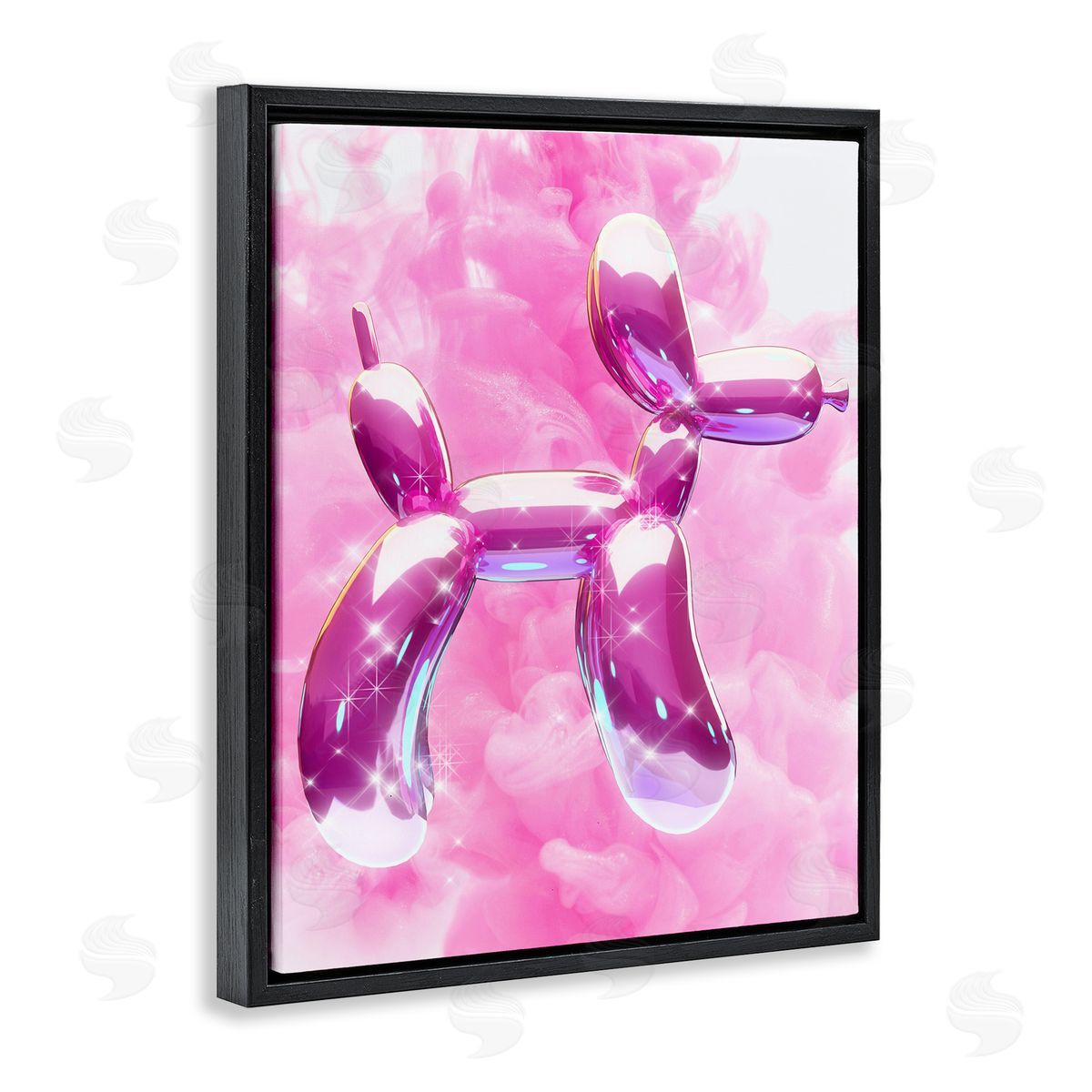 Ziwei Li Glitzy Balloon Dog Black Floating Frame Canvas Wall Art Print