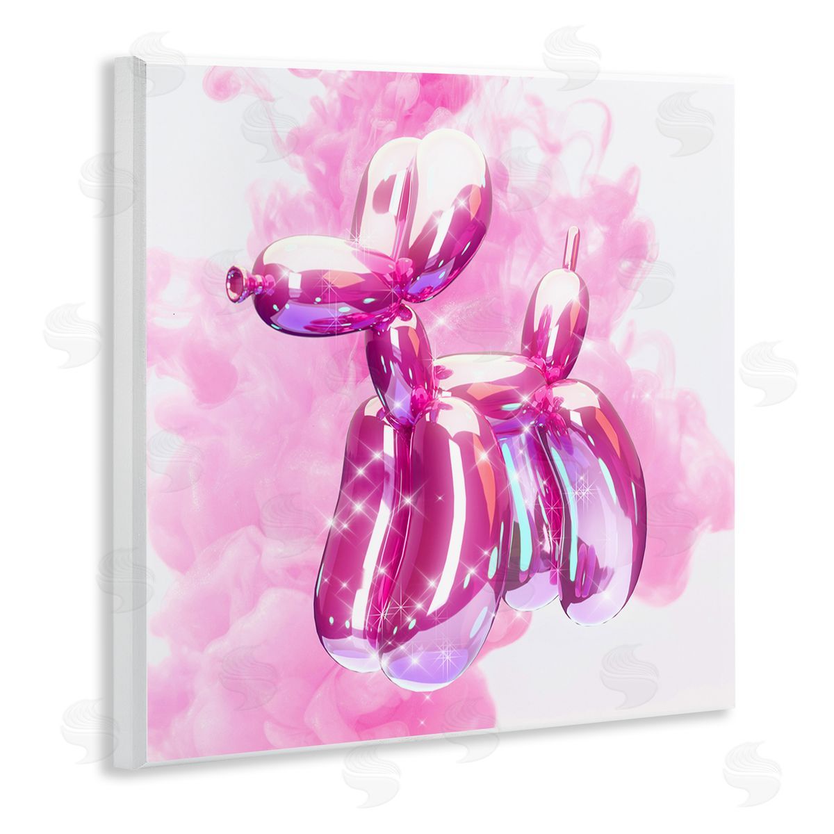 Ziwei Li Pink Glam Balloon Dog Wooden Wall Plaque Art Print