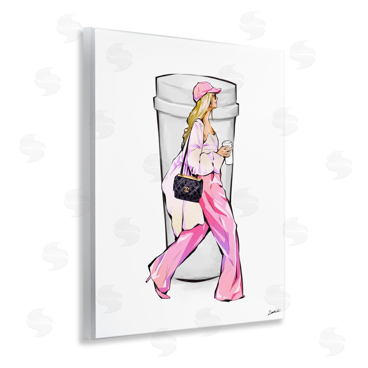Ziwei Li Morning Coffee Fashionista Wooden Wall Plaque Art Print