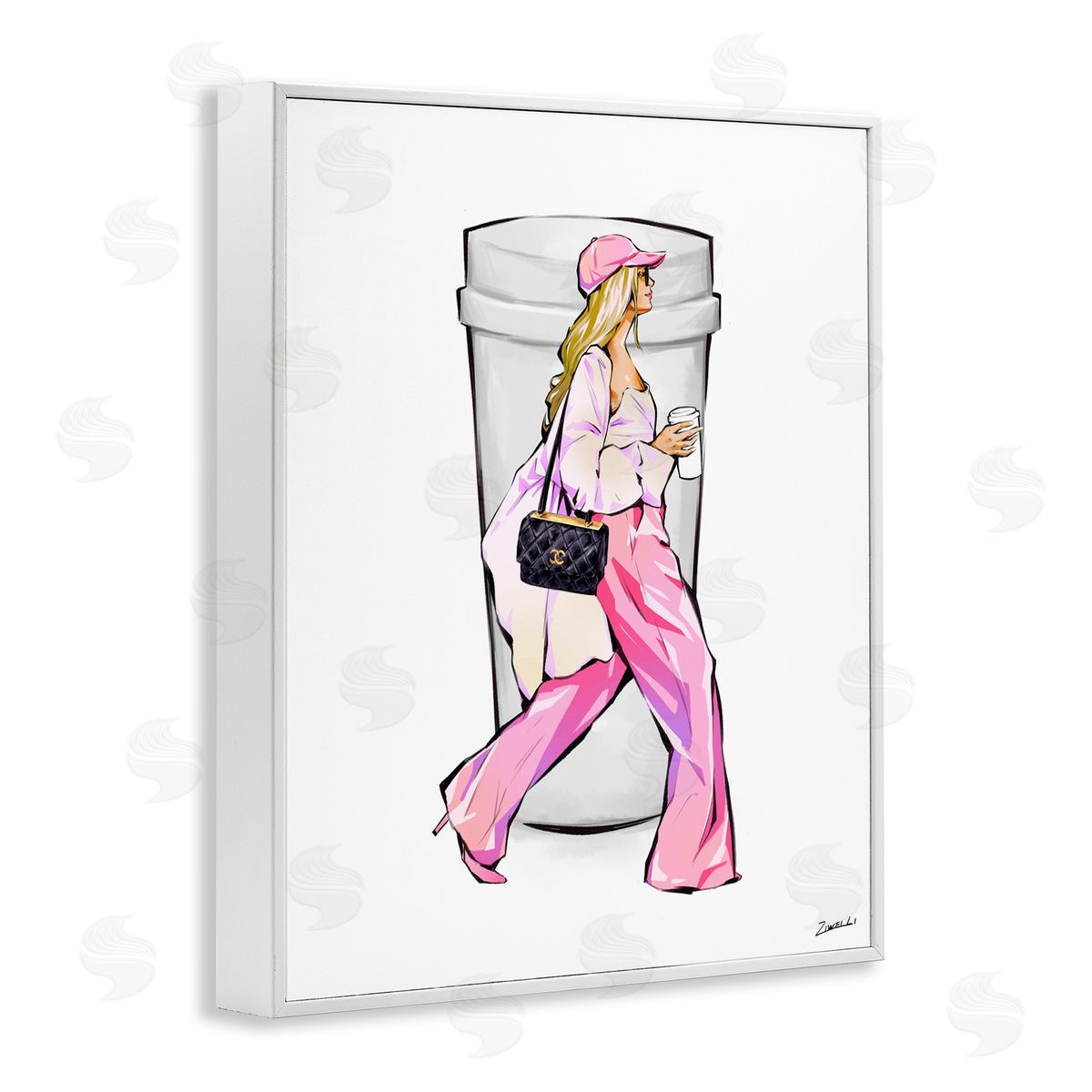 Ziwei Li Morning Coffee Fashionista White Framed Giclee Wall Art Print