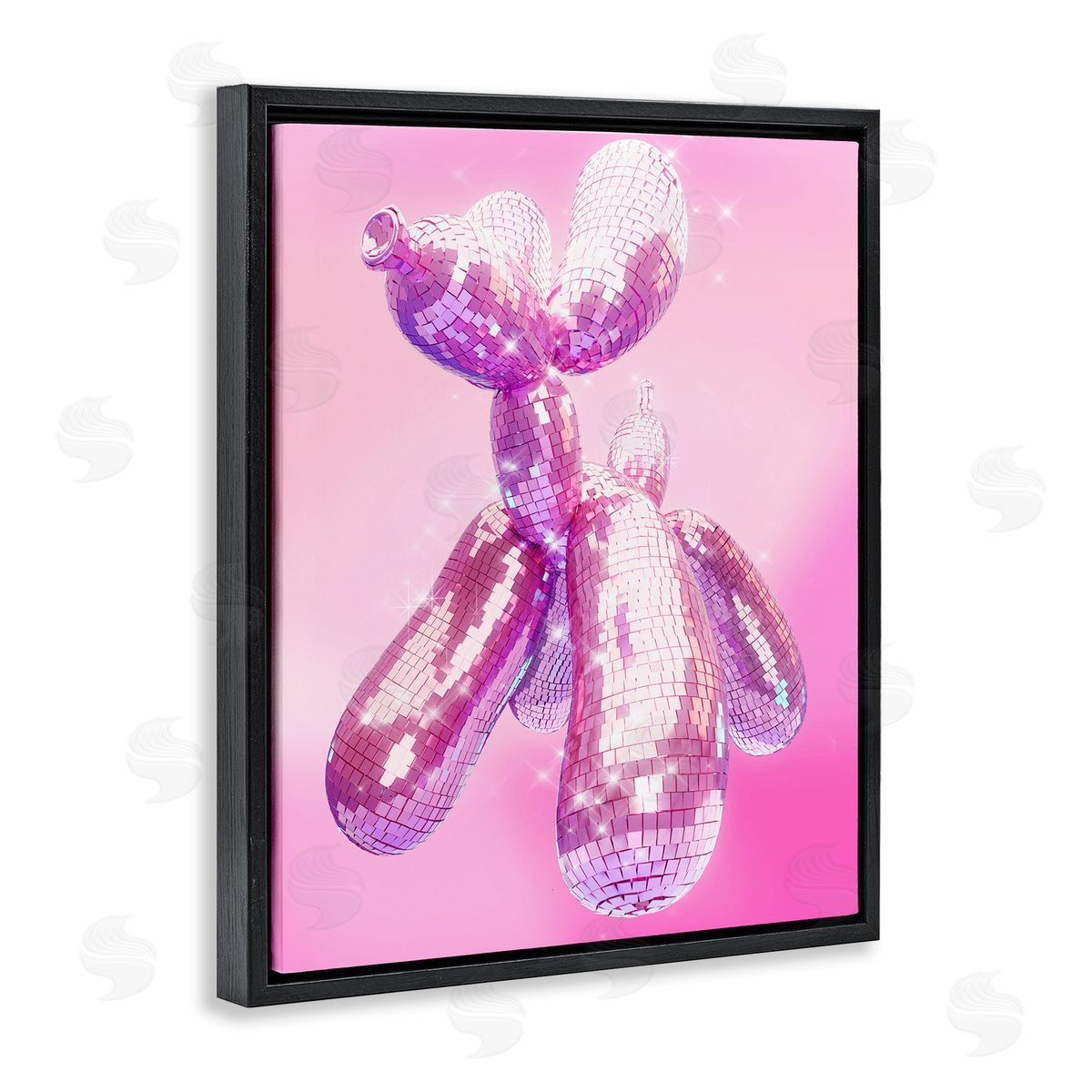 Ziwei Li Balloon Dog Disco Ball Black Floating Frame Canvas Wall Art Print