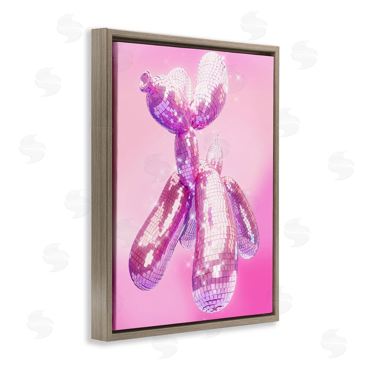 Ziwei Li Balloon Dog Disco Ball Brown Floating Frame Canvas Wall Art Print