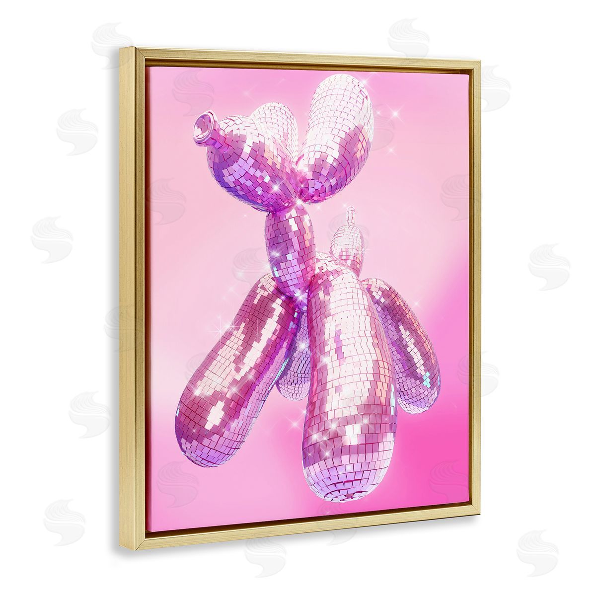 Ziwei Li Balloon Dog Disco Ball Gold Floating Frame Canvas Wall Art Print