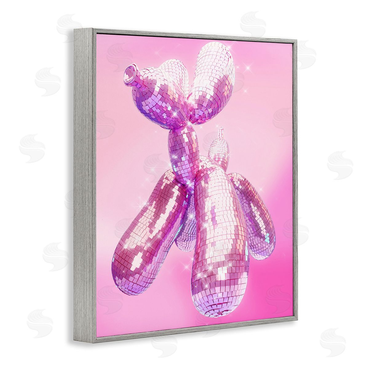 Ziwei Li Balloon Dog Disco Ball Gray Framed Giclee Wall Art Print