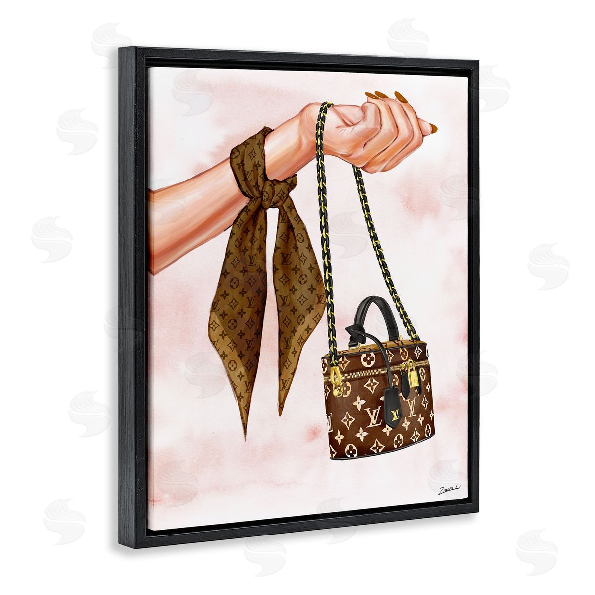 Ziwei Li Trendy Handbag on Wrist Black Floating Frame Canvas Wall Art Print