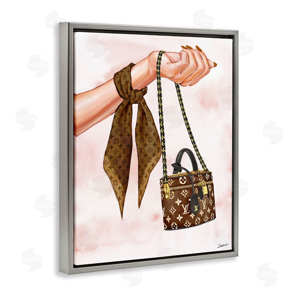 Ziwei Li Trendy Handbag on Wrist Gray Floating Frame Canvas Wall Art Print