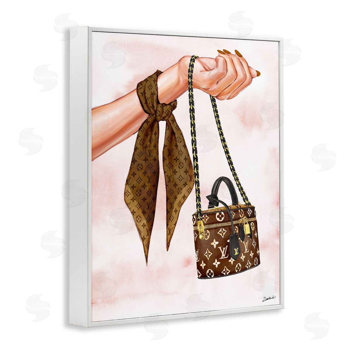 Ziwei Li Trendy Handbag on Wrist White Framed Giclee Wall Art Print