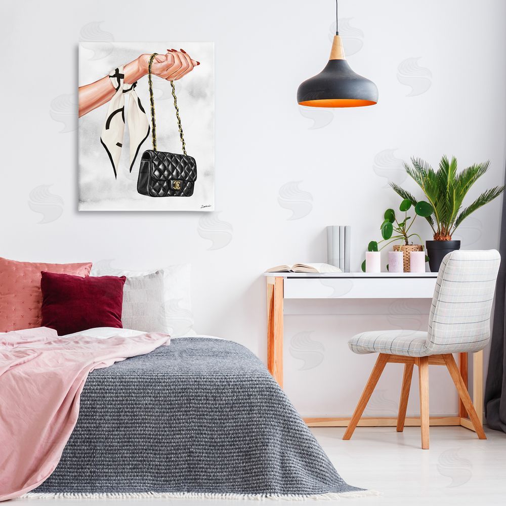 Ziwei Li Black Handbag on Wrist Canvas Wall Art Print in Room