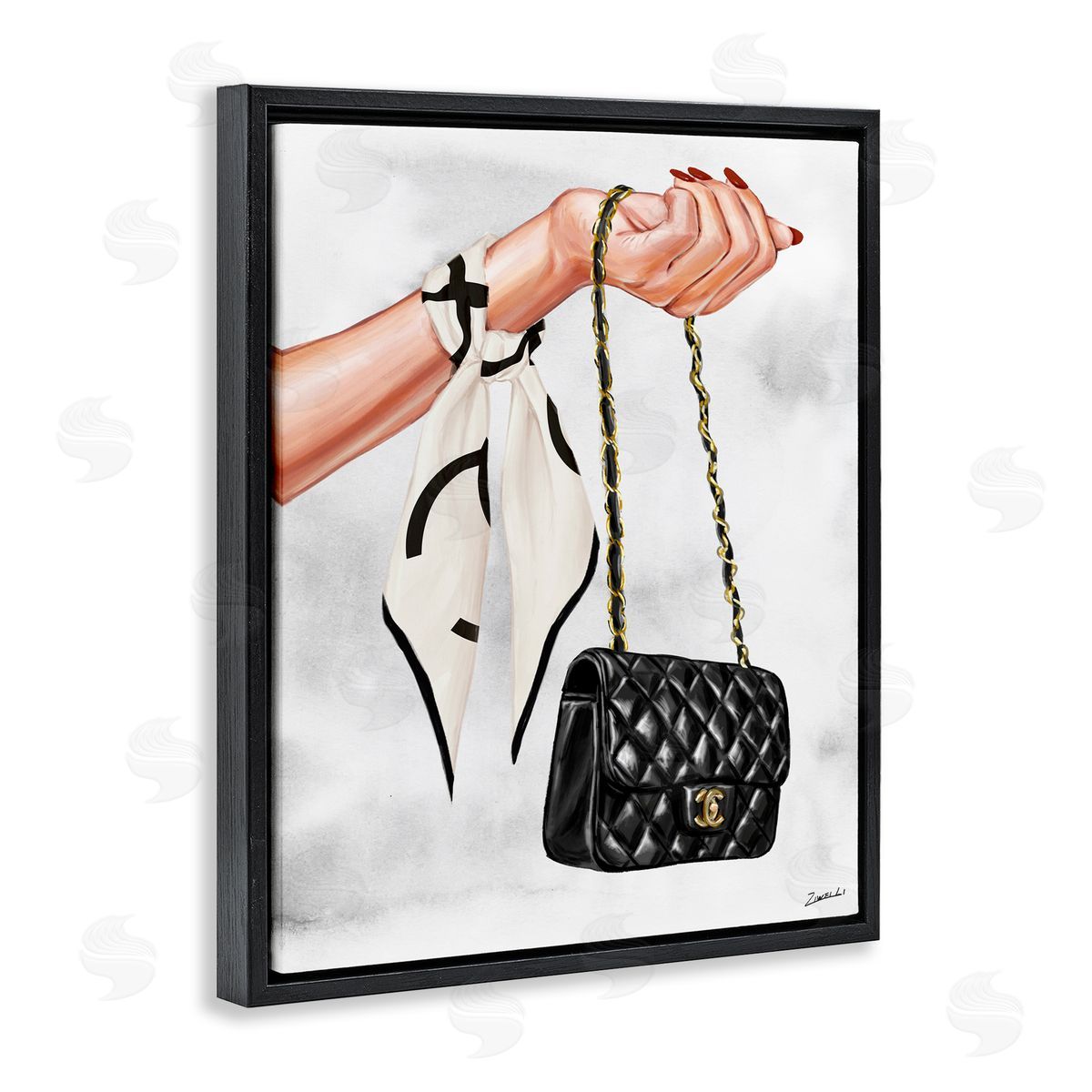Ziwei Li Black Handbag on Wrist Black Floating Frame Canvas Wall Art Print