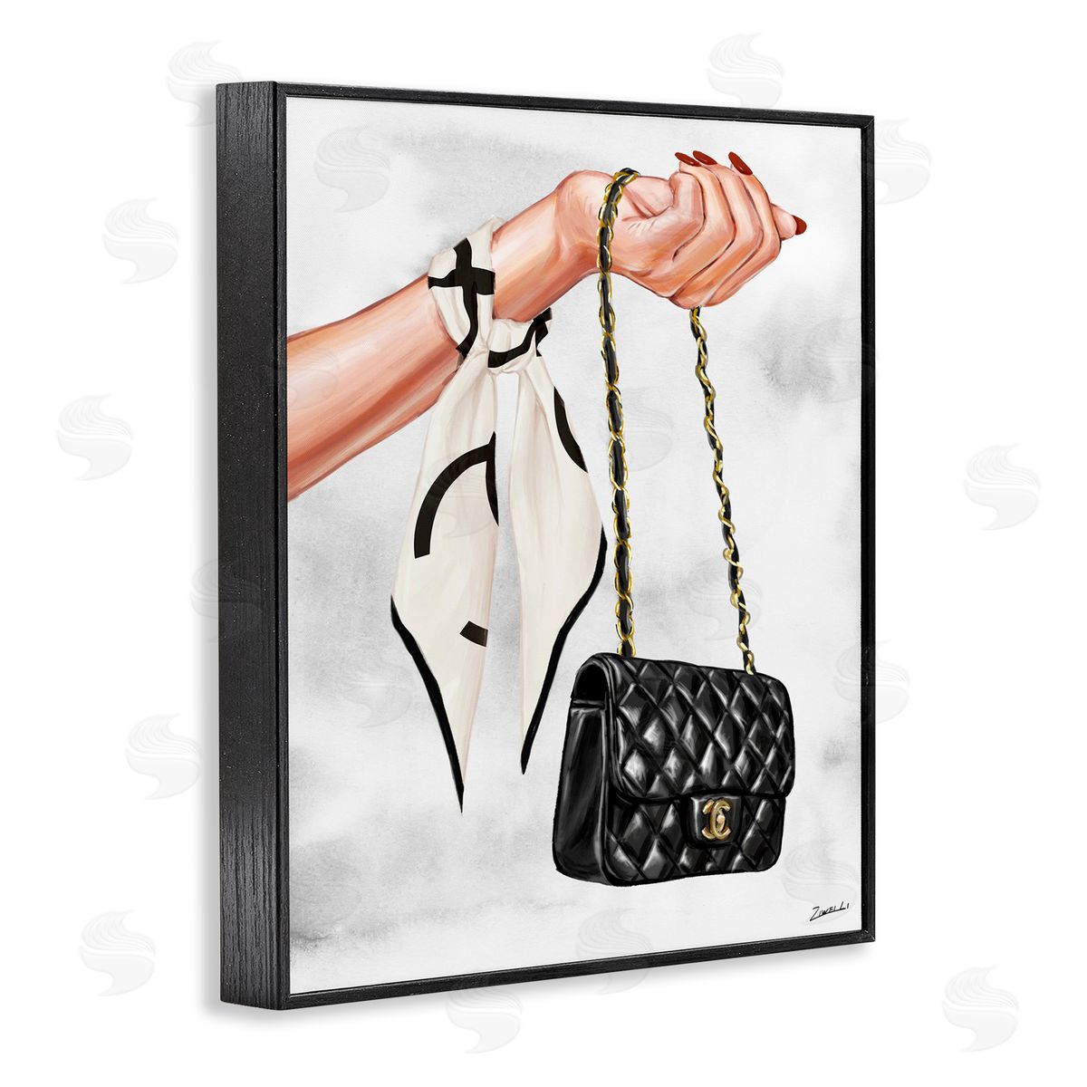 Ziwei Li Black Handbag on Wrist Black Framed Giclee Wall Art Print