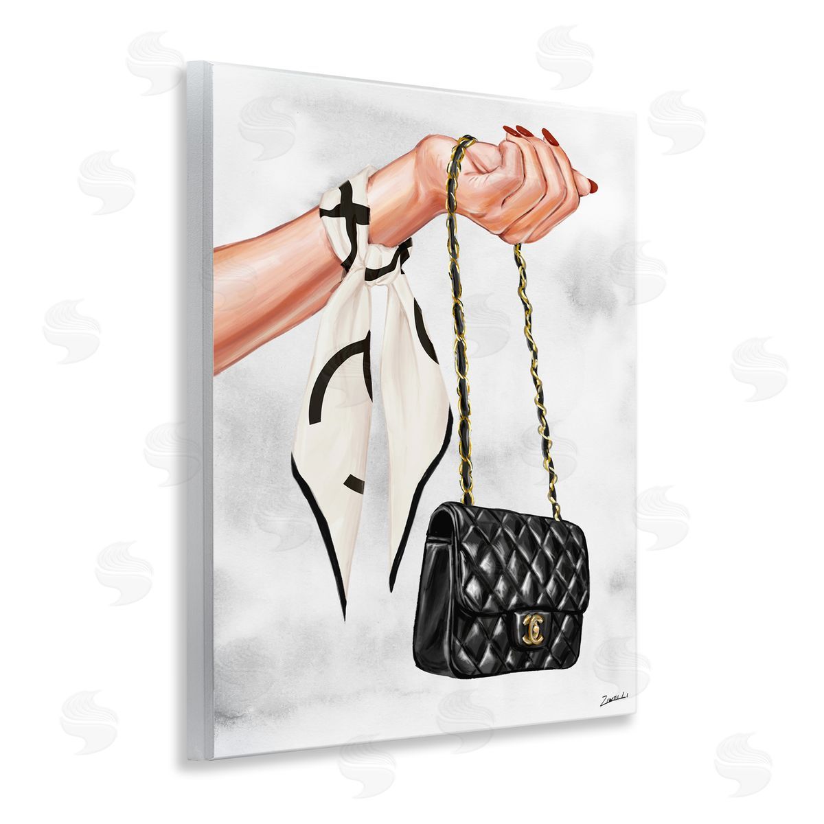 Ziwei Li Black Handbag on Wrist Wooden Wall Plaque Art Print
