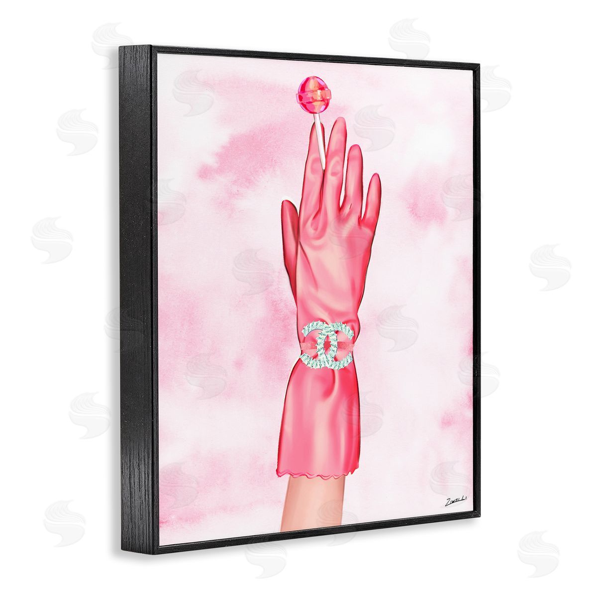 Ziwei Li Pink Glamorous Glove Black Framed Giclee Wall Art Print