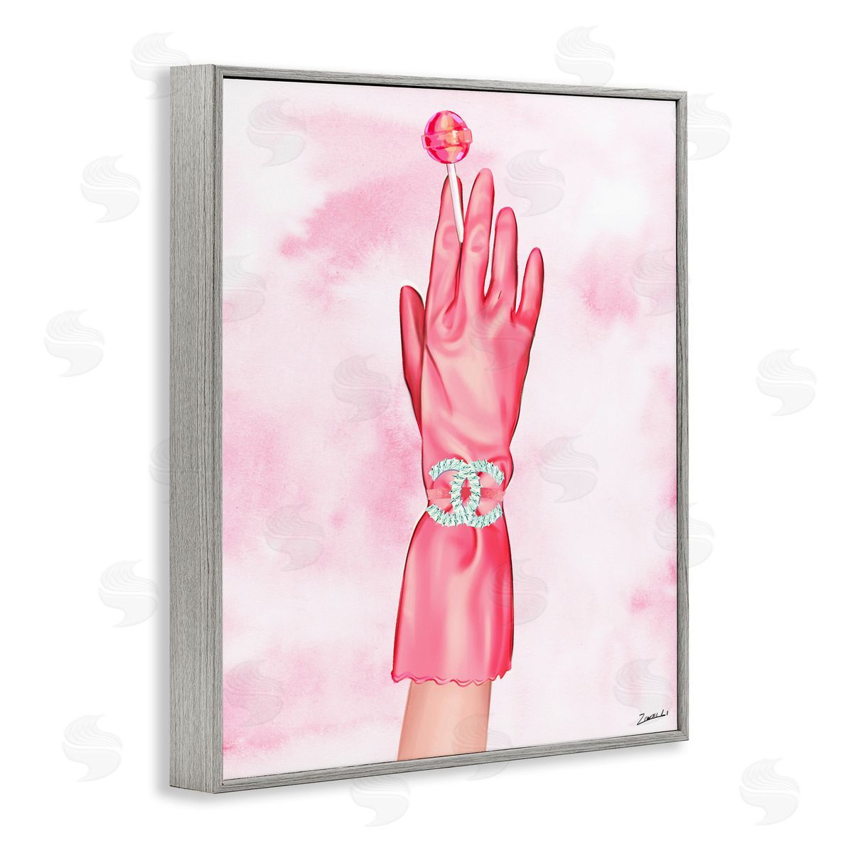 Ziwei Li Pink Glamorous Glove Gray Framed Giclee Wall Art Print