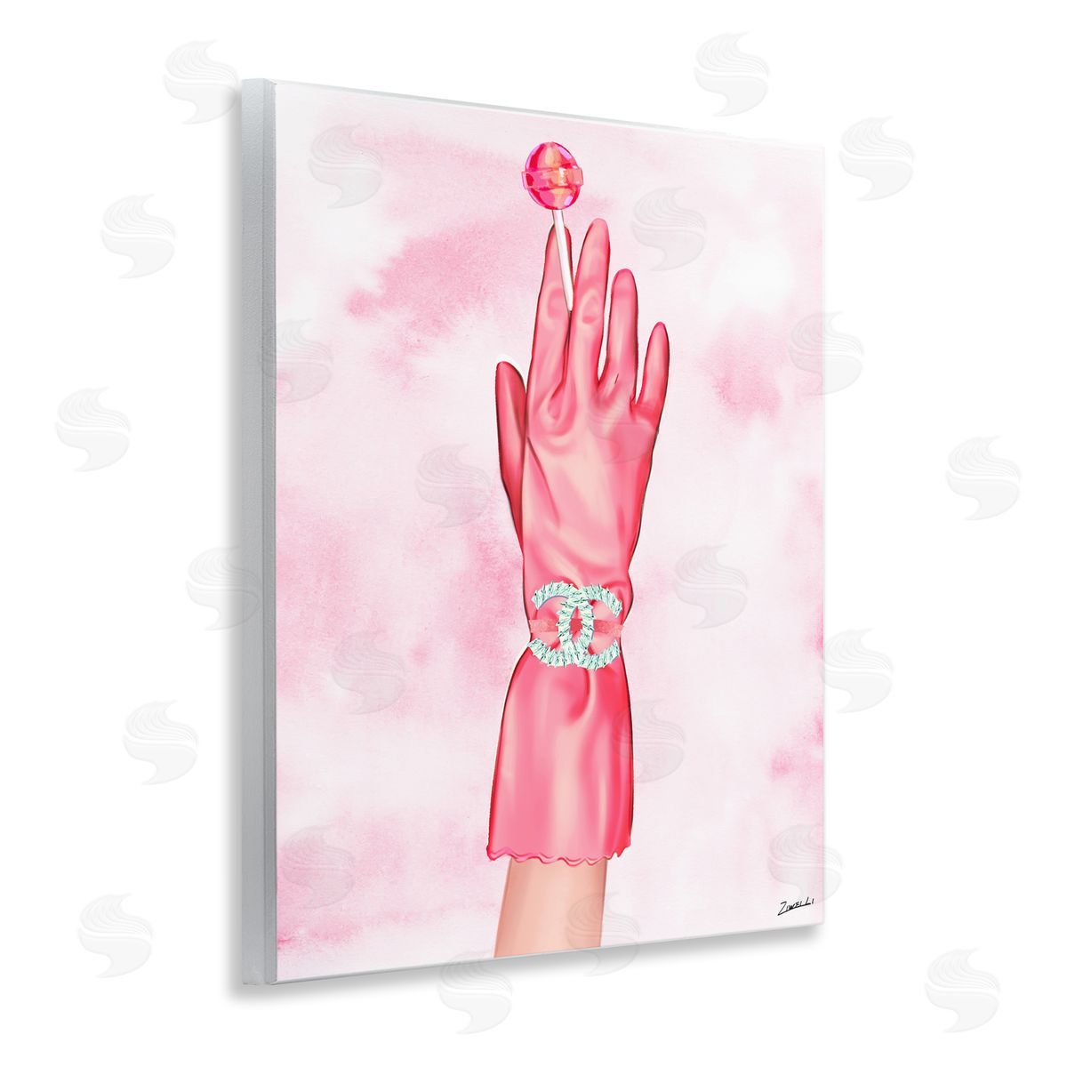 Ziwei Li Pink Glamorous Glove Wooden Wall Plaque Art Print