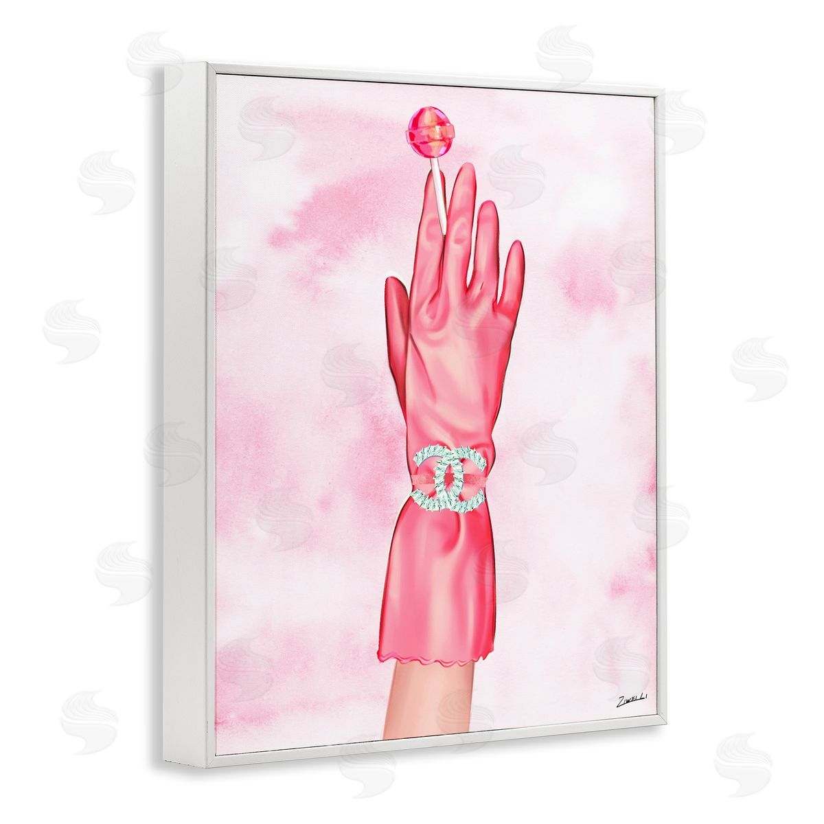 Ziwei Li Pink Glamorous Glove White Framed Giclee Wall Art Print