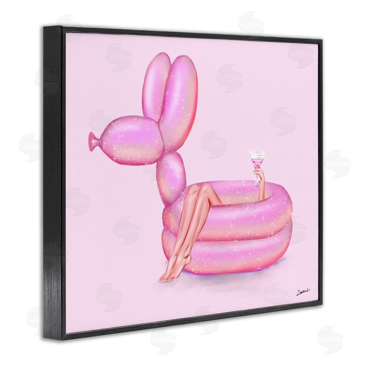 Ziwei Li Balloon Animal Pool Black Framed Giclee Wall Art Print