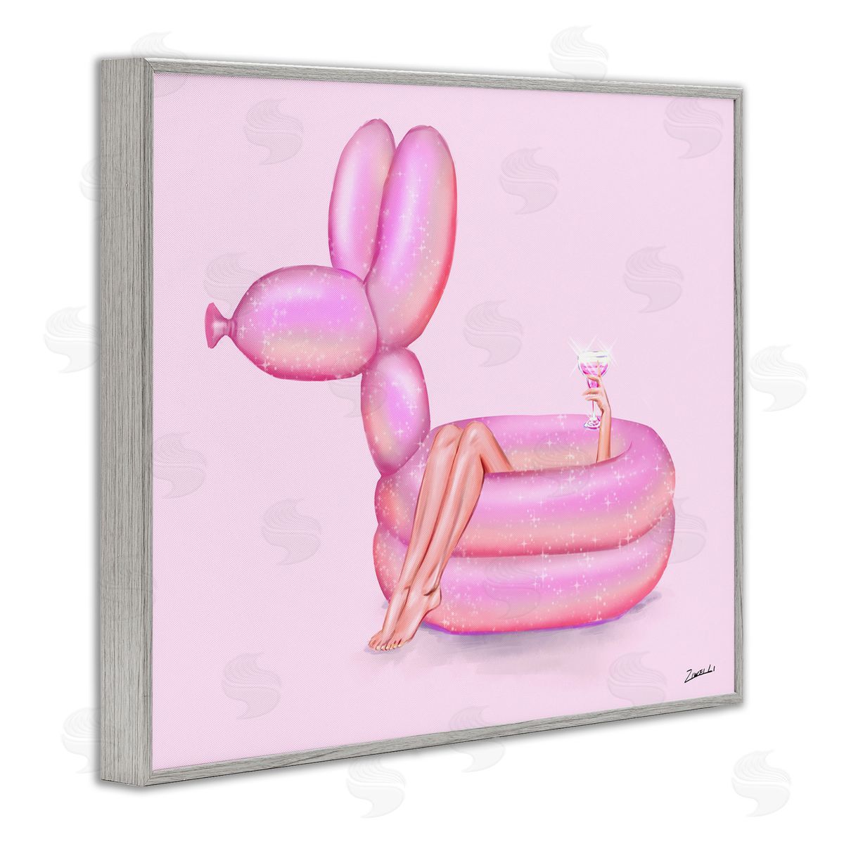 Ziwei Li Balloon Animal Pool Gray Framed Giclee Wall Art Print