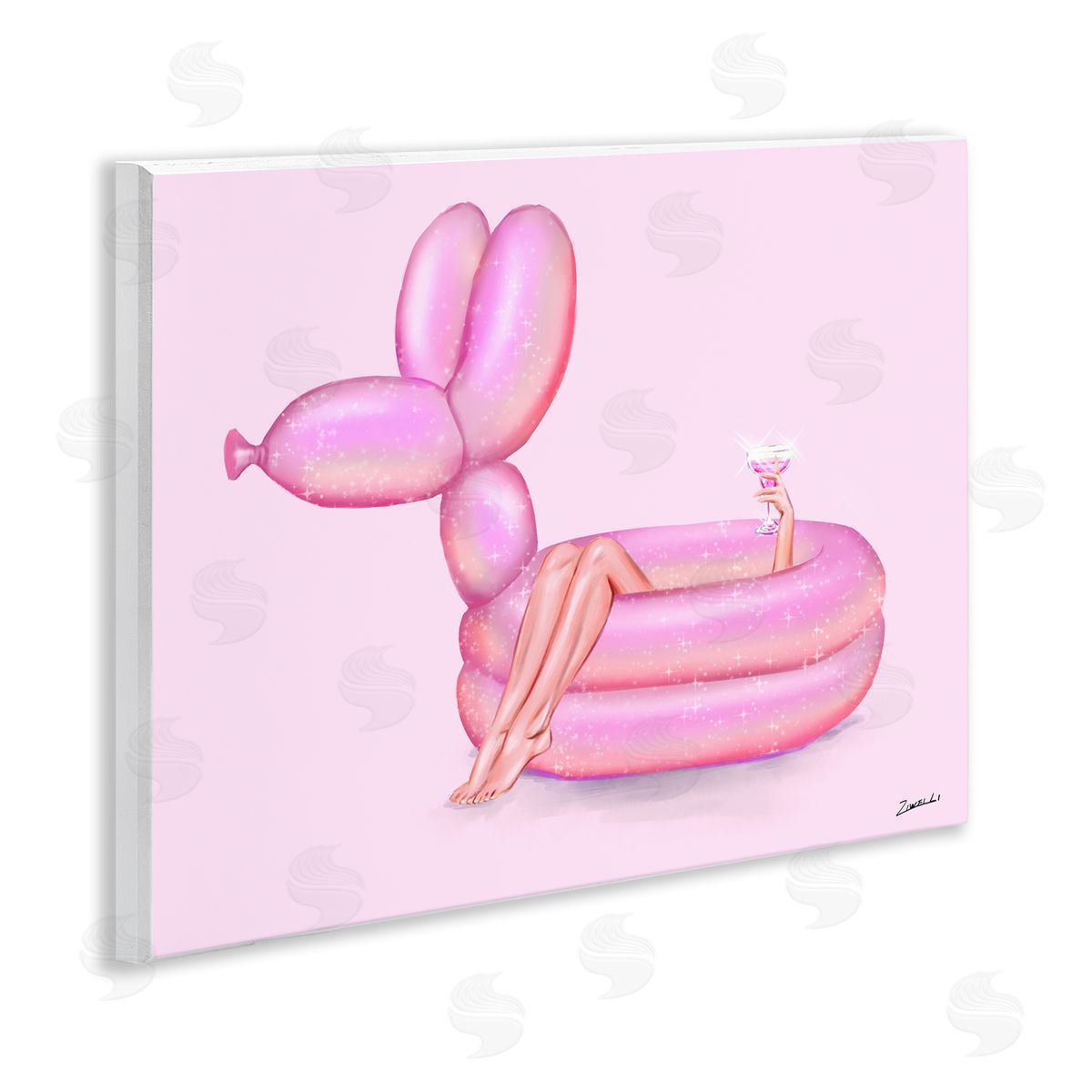 Ziwei Li Balloon Animal Pool Wooden Wall Plaque Art Print