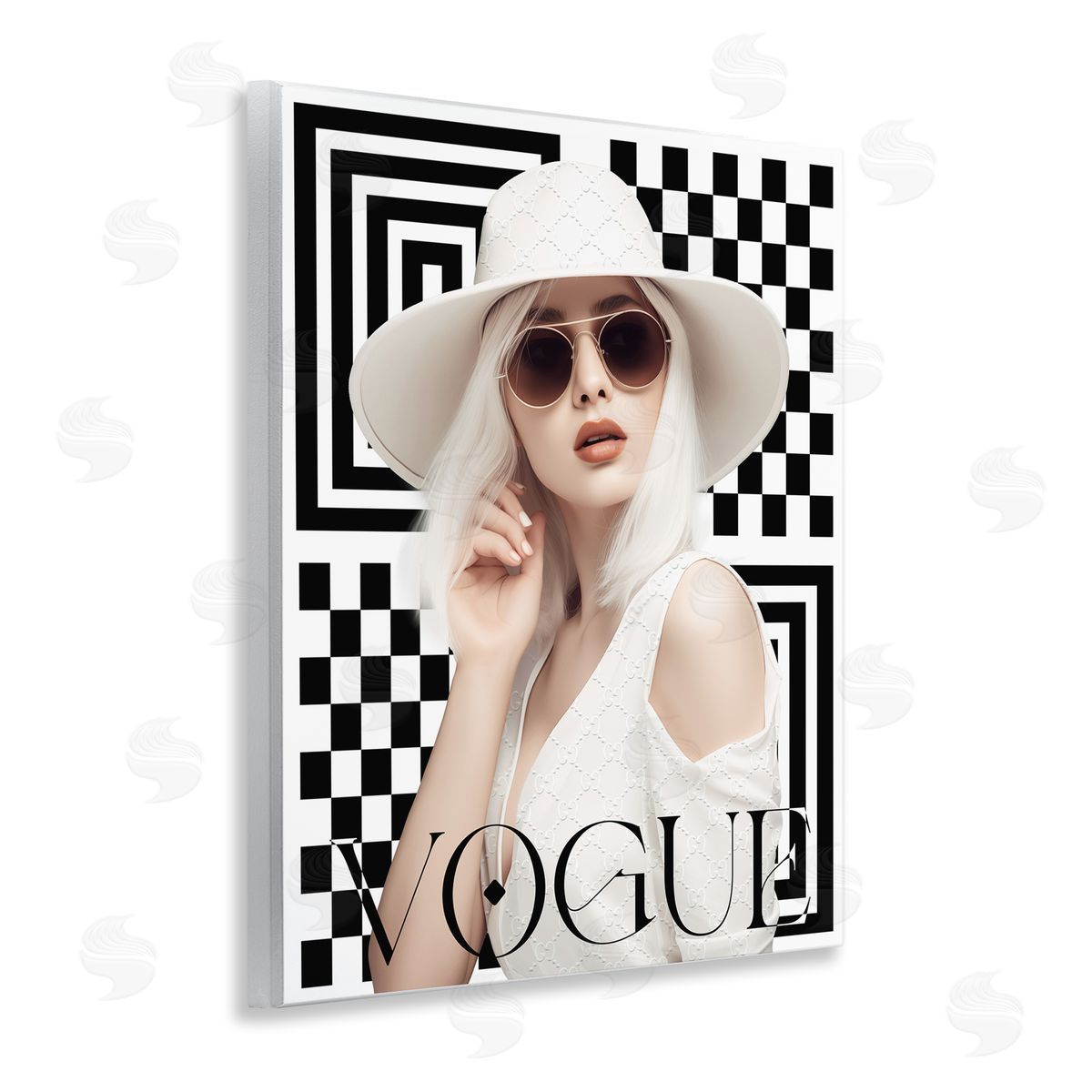 Ziwei Li Mod Elegance Woman Wooden Wall Plaque Art Print