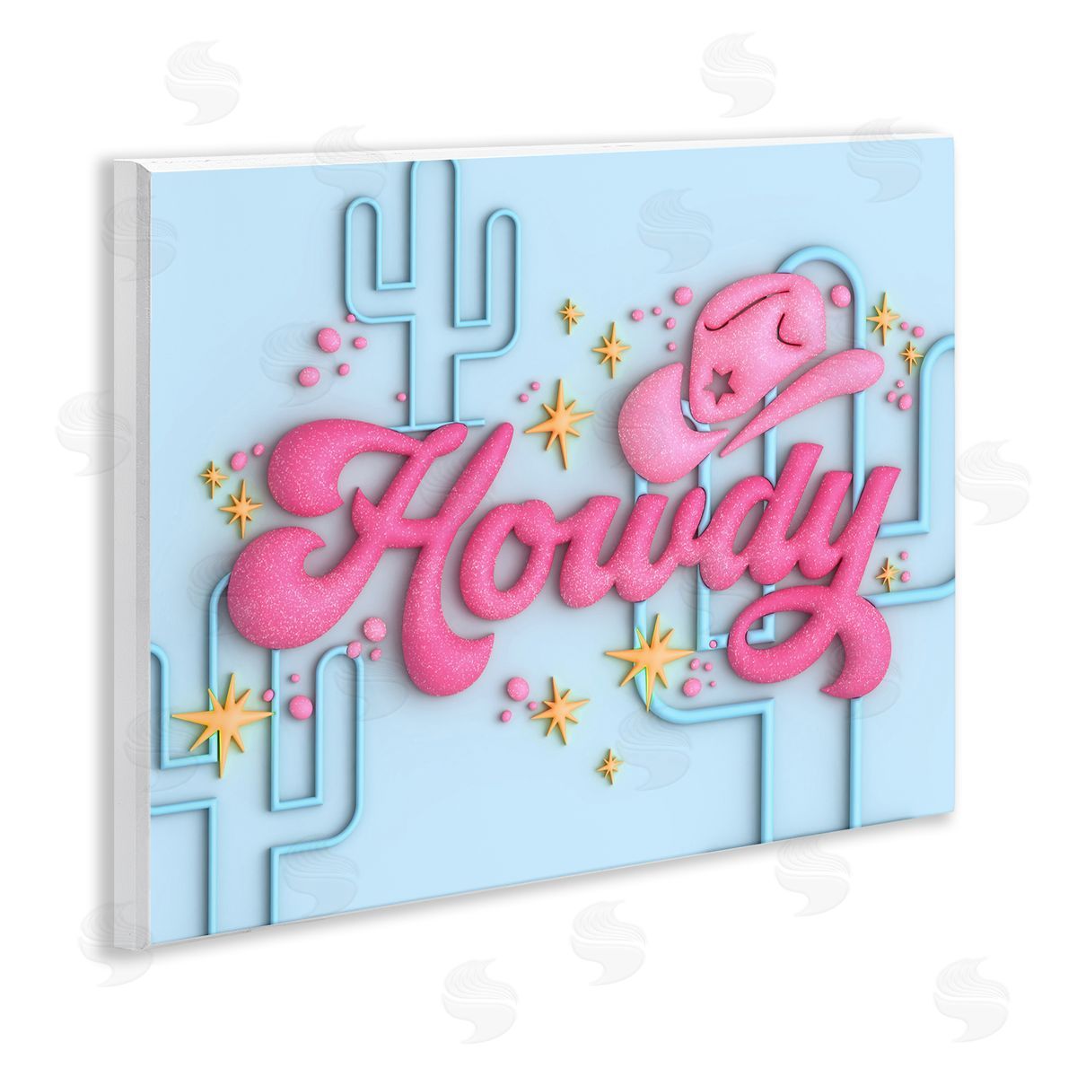 Ziwei Li Retro Howdy & Cactus Wooden Wall Plaque Art Print