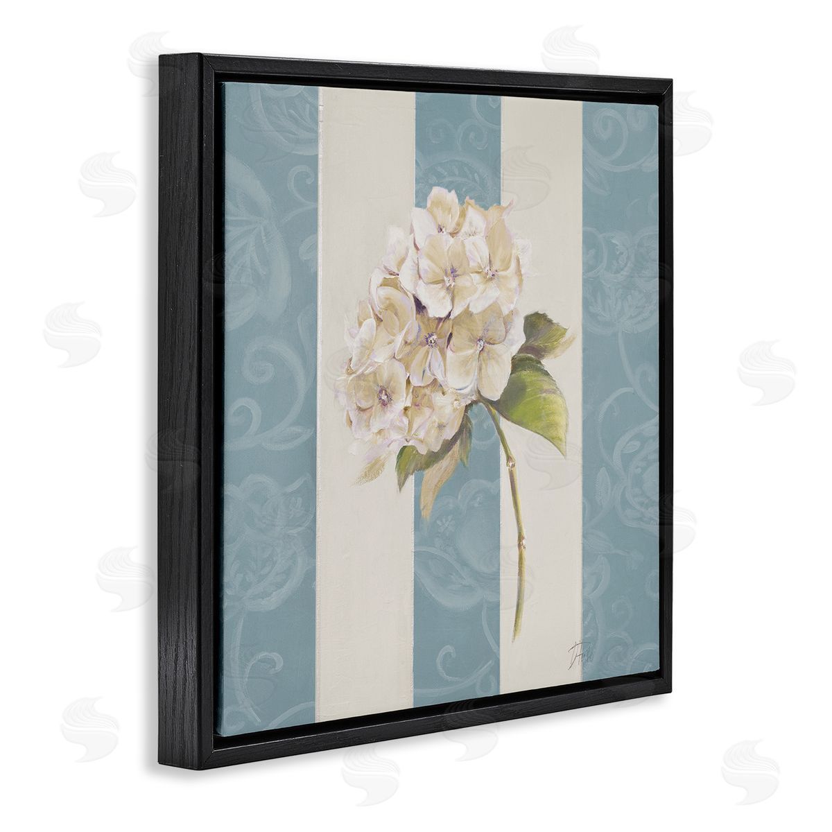 Patricia Pinto Vintage Hydrangea Sprig Black Floating Frame Canvas Wall Art Print