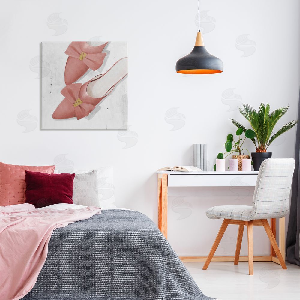 Lorenzo Collective Pink Kitten Heels Canvas Wall Art Print in Room