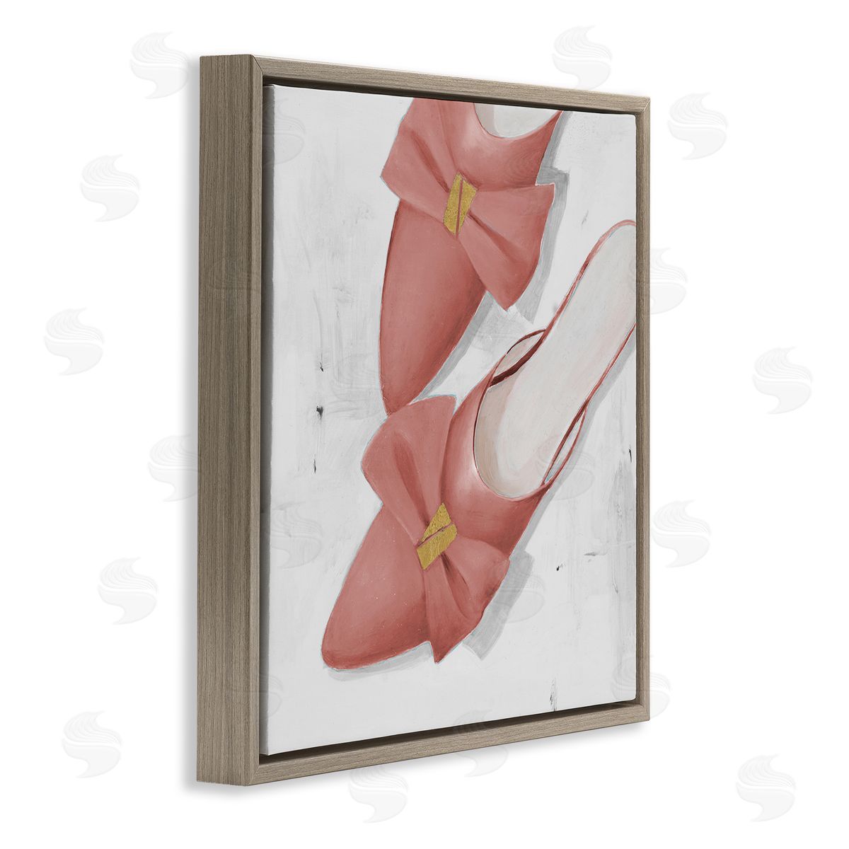 Lorenzo Collective Pink Kitten Heels Brown Floating Frame Canvas Wall Art Print