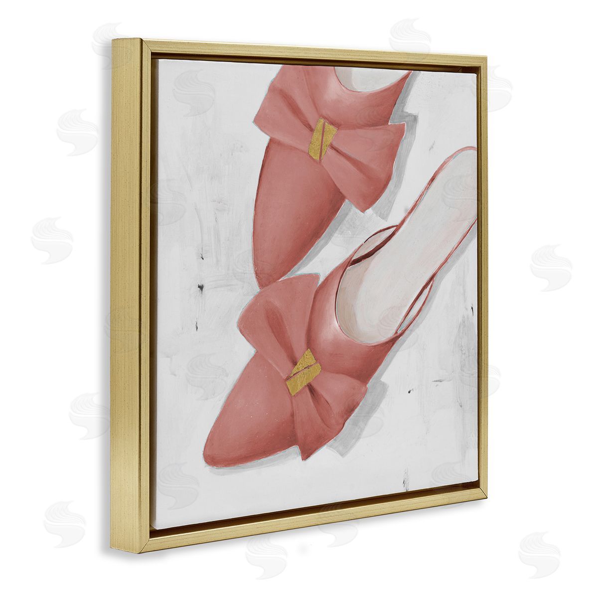 Lorenzo Collective Pink Kitten Heels Gold Floating Frame Canvas Wall Art Print