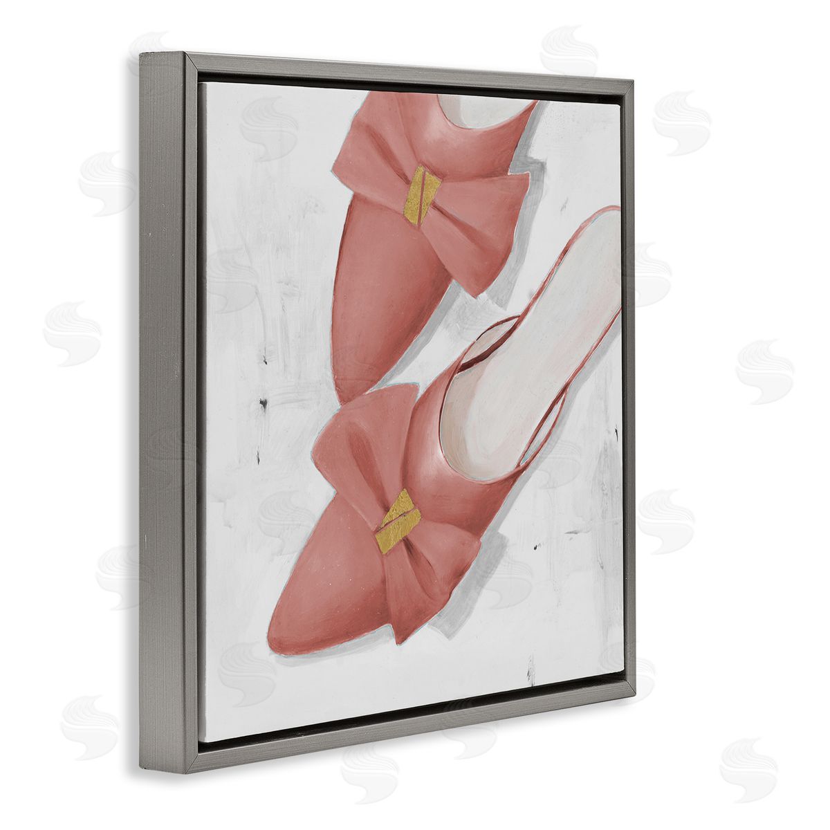 Lorenzo Collective Pink Kitten Heels Gray Floating Frame Canvas Wall Art Print