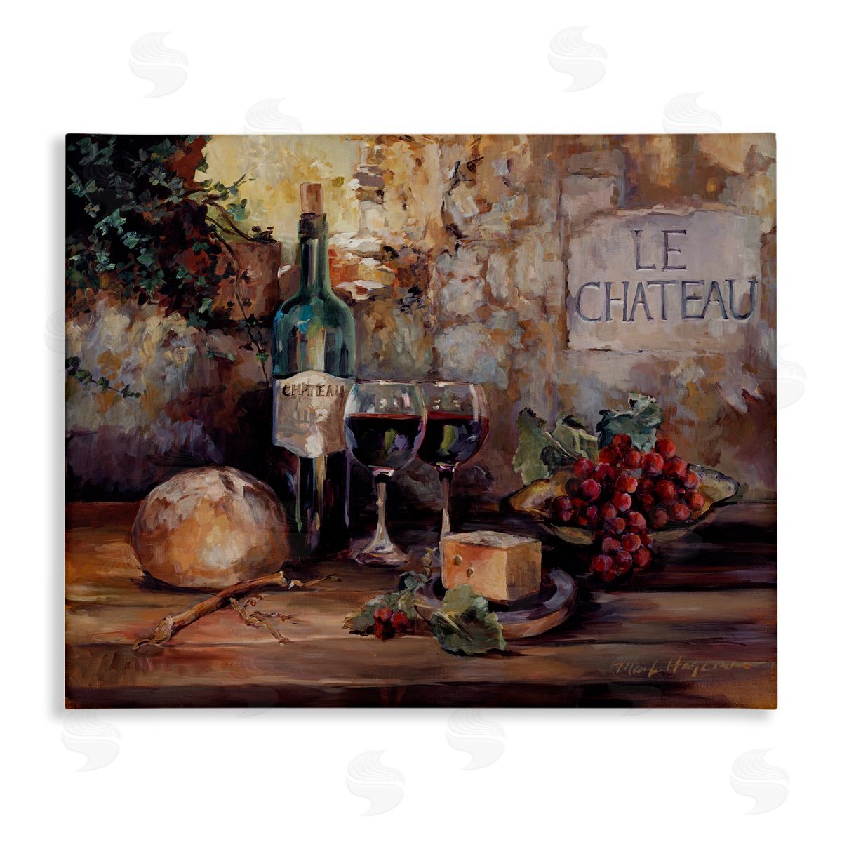 Marilyn Hageman Parisian Wine and Cheese Canvas Wall Art Print