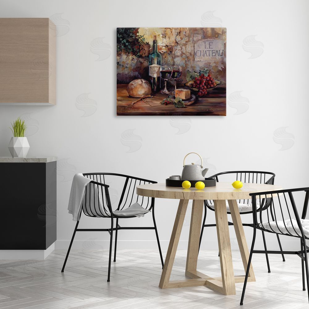 Marilyn Hageman Parisian Wine and Cheese Canvas Wall Art Print in Room