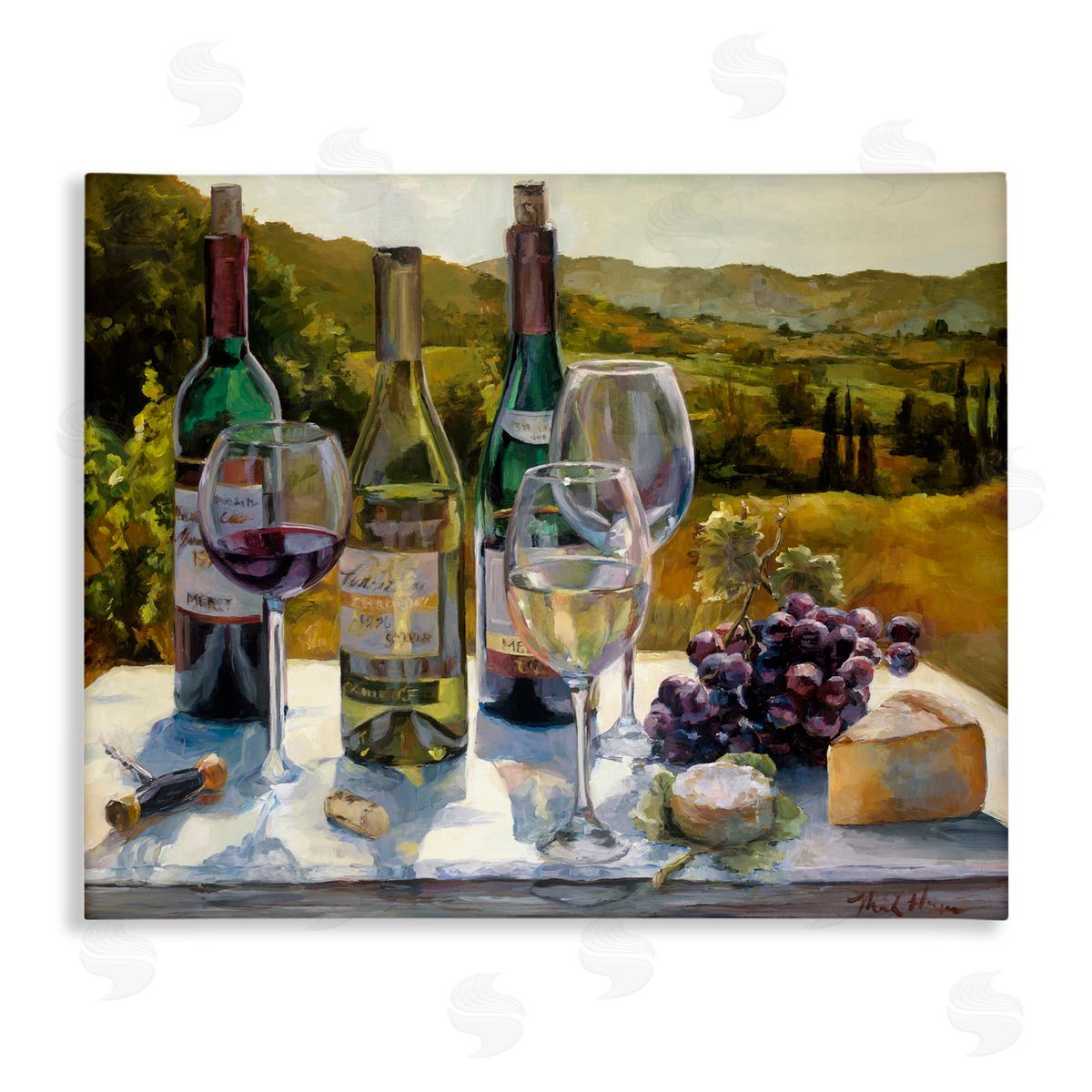 Marilyn Hageman Wine and Cheese Vineyard Canvas Wall Art Print