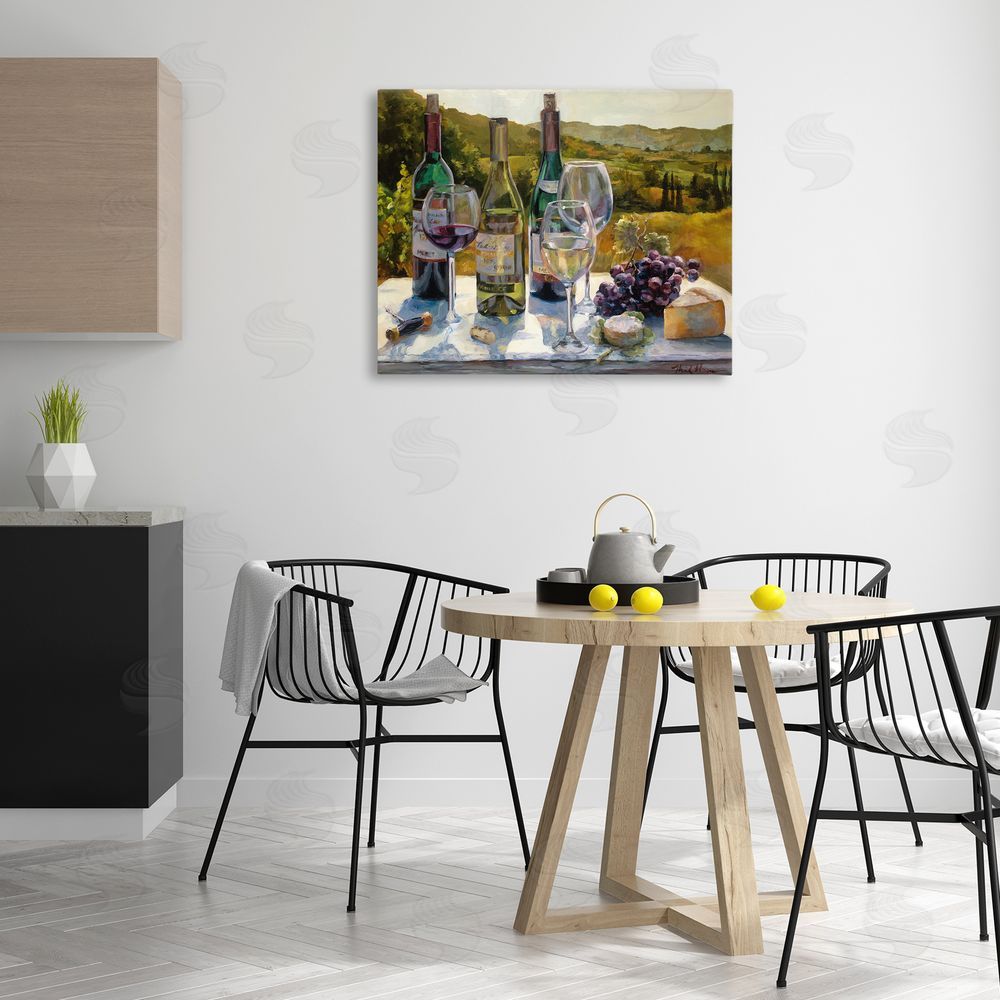 Marilyn Hageman Wine and Cheese Vineyard Canvas Wall Art Print in Room