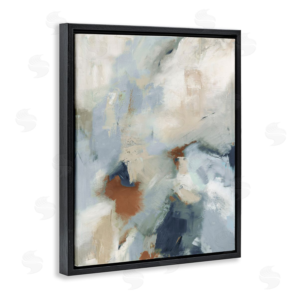 Michele Gort Foggy Ombre Brush Strokes Black Floating Frame Canvas Wall Art Print