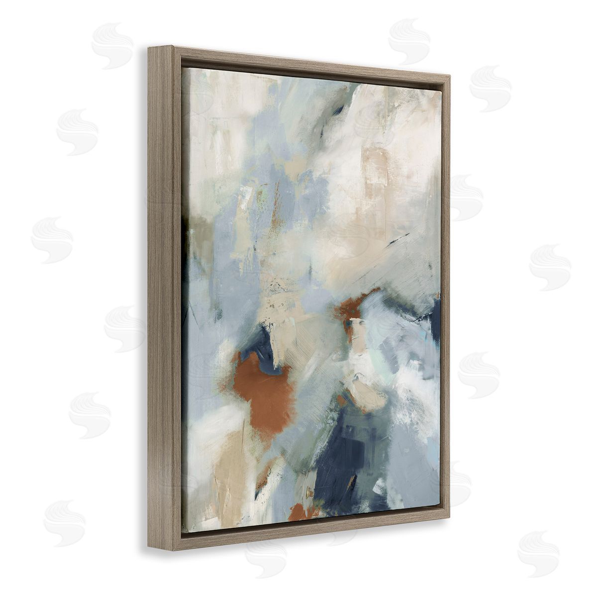 Michele Gort Foggy Ombre Brush Strokes Brown Floating Frame Canvas Wall Art Print