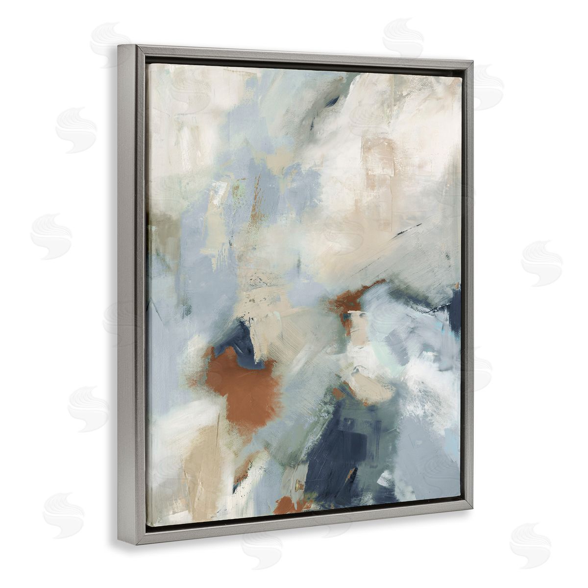 Michele Gort Foggy Ombre Brush Strokes Gray Floating Frame Canvas Wall Art Print
