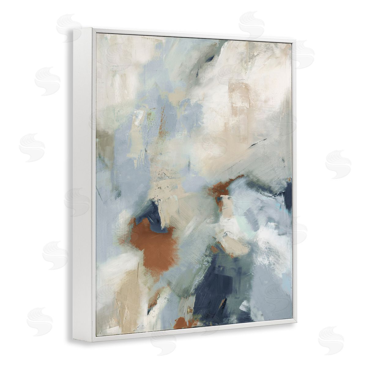 Michele Gort Foggy Ombre Brush Strokes White Framed Giclee Wall Art Print